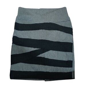 Spring Street L Vintage Y2K Colorblock Pencil Skirt Gray Black USA Made Retro